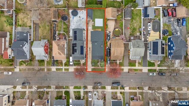 222 4th St, Ridgefield Park, NJ 07660 - aerial perspective of suburban area with property boundaries highlighted