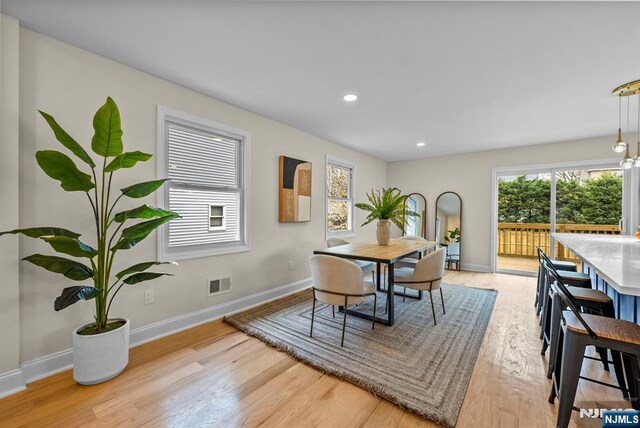222 4th St, Ridgefield Park, NJ 07660 - dining area with plenty of natural light, light wood-type flooring, and recessed lighting