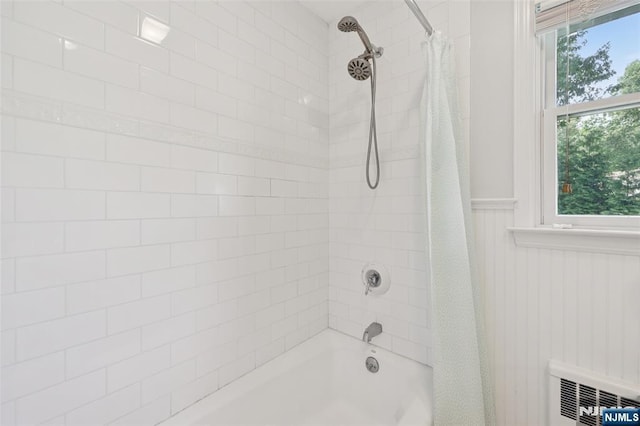 21 Valley Forge Way, Ho-Ho-Kus, NJ 07423 - full bathroom with shower / tub combo and a wainscoted wall