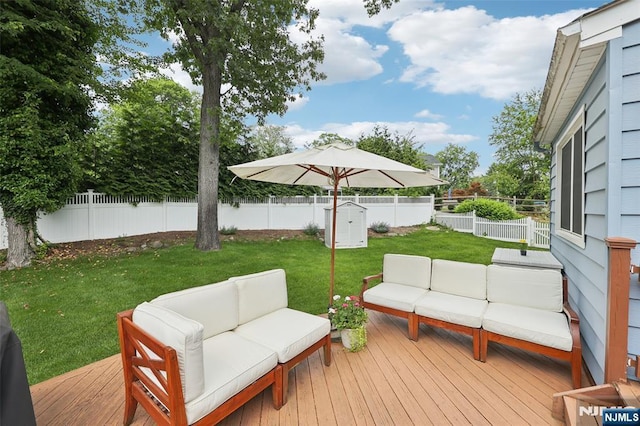 21 Valley Forge Way, Ho-Ho-Kus, NJ 07423 - wooden terrace featuring an outdoor living space and a fenced backyard
