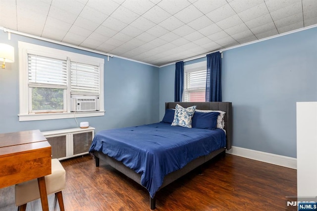 286 Willow Ave, Lyndhurst, NJ 07071 - bedroom featuring wood finished floors, crown molding, and cooling unit