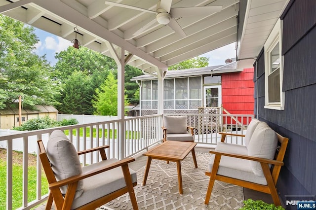 286 Willow Ave, Lyndhurst, NJ 07071 - balcony featuring ceiling fan