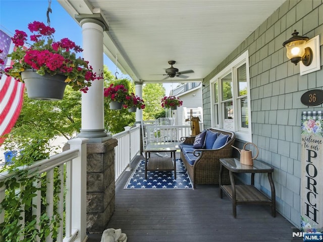 36 First, Hawthorne, NJ 07506 - covered porch featuring ceiling fan and outdoor lounge area