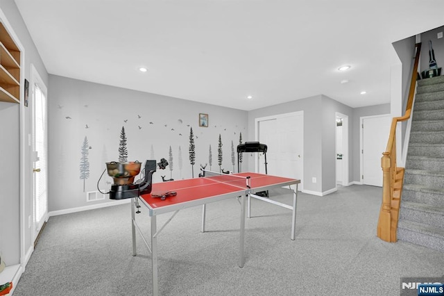 303 Wilshire Dr, Nutley, NJ 07110 - recreation room featuring carpet and recessed lighting