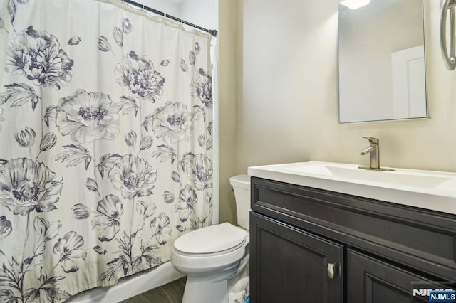 322 3rd St, Saddle Brook, NJ 07663 - bathroom featuring vanity, curtained shower, and wood finished floors