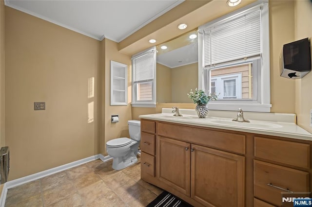 115 12th St, Prospect Park, NJ 07508 - full bathroom with crown molding, double vanity, and recessed lighting