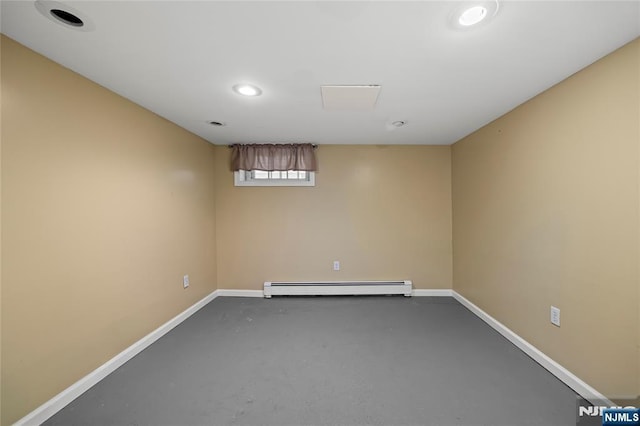 115 12th St, Prospect Park, NJ 07508 - basement featuring a baseboard radiator and recessed lighting