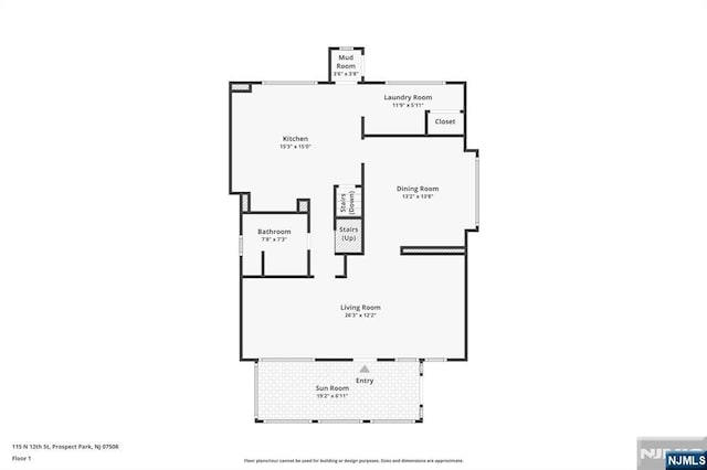 115 12th St, Prospect Park, NJ 07508 - view of floor plan / room layout