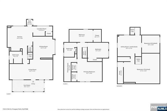 115 12th St, Prospect Park, NJ 07508 - view of floor plan / room layout