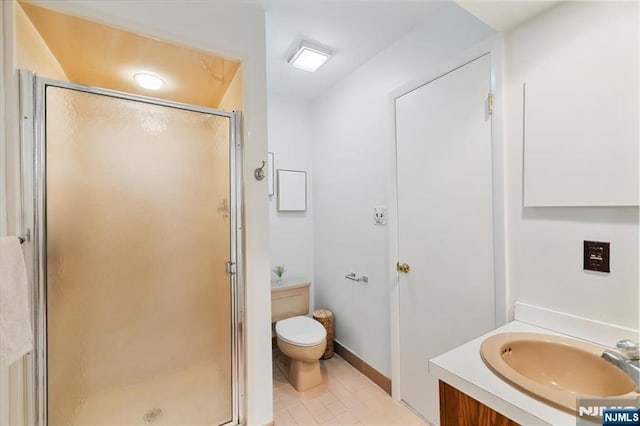 206 Wind Hollow Ct, Mahwah, NJ 07430 - bathroom featuring a stall shower, vanity, and tile patterned floors