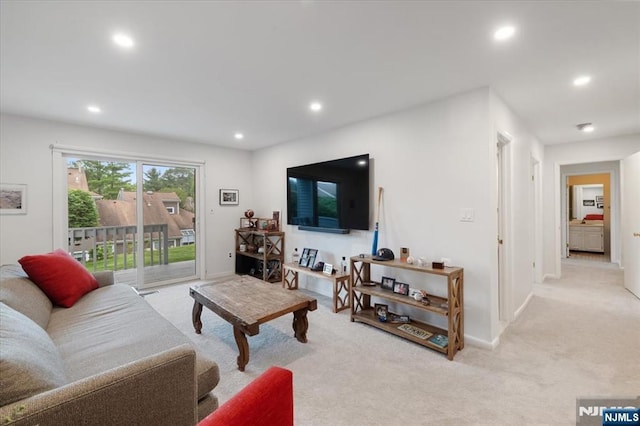 206 Wind Hollow Ct, Mahwah, NJ 07430 - living area featuring light colored carpet and recessed lighting