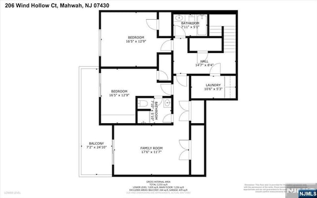 206 Wind Hollow Ct, Mahwah, NJ 07430 - view of property floor plan