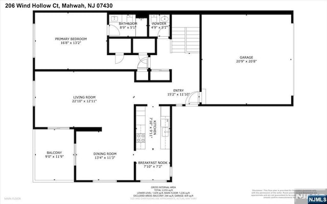 206 Wind Hollow Ct, Mahwah, NJ 07430 - view of home floor plan