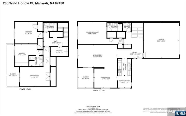 206 Wind Hollow Ct, Mahwah, NJ 07430 - view of floor plan / room layout