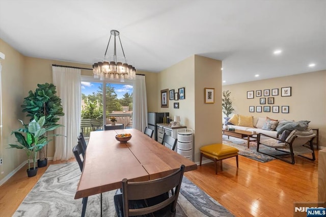 206 Wind Hollow Ct, Mahwah, NJ 07430 - dining room featuring light wood finished floors, a chandelier, and recessed lighting