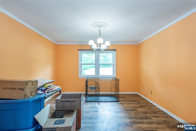 76 Point View Parkway, Wayne, NJ 07470 - interior space featuring a chandelier, ornamental molding, and wood finished floors