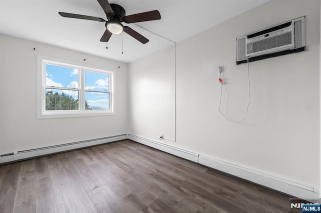8829 Kennedy Blvd Unit E5, North Bergen, NJ 07047 - empty room featuring wood finished floors, ceiling fan, baseboard heating, and an AC wall unit