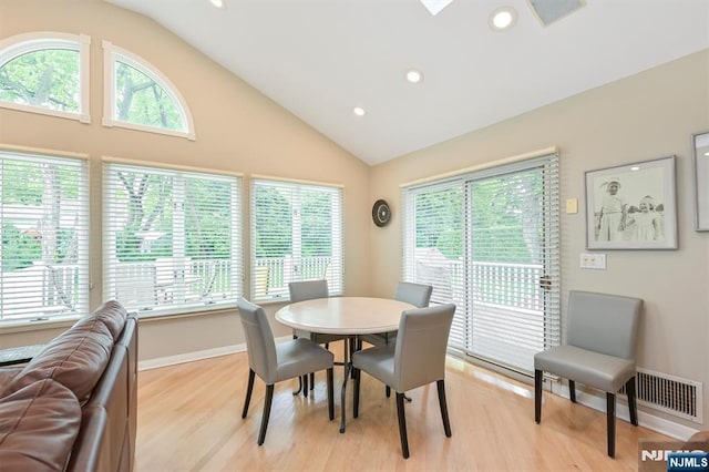 39 Terrace Rd, Wayne, NJ 07470 - dining room with vaulted ceiling, light wood-style flooring, plenty of natural light, and recessed lighting