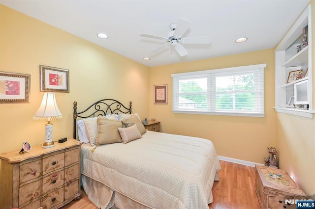 39 Terrace Rd, Wayne, NJ 07470 - bedroom with light wood-style flooring, recessed lighting, and ceiling fan