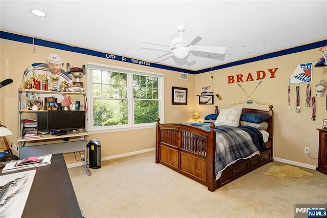 17 Windham Pl, Glen Rock, NJ 07452 - bedroom featuring carpet flooring, an office area, and ceiling fan