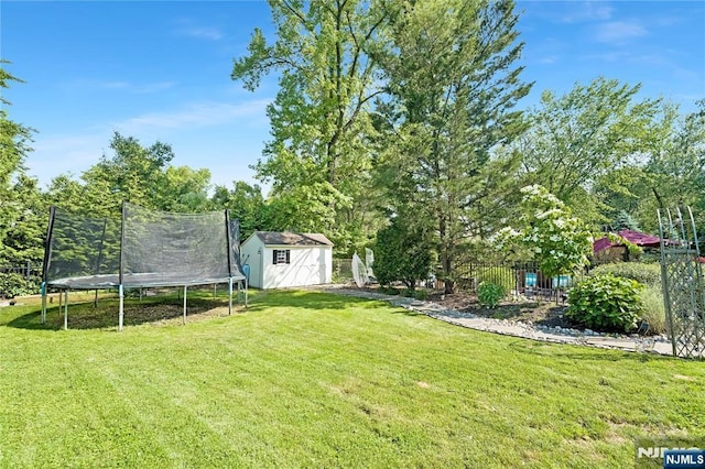 17 Windham Pl, Glen Rock, NJ 07452 - view of yard with a trampoline and a storage unit