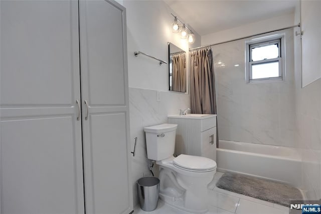 6600 Jfk Blvd E Unit 23L, West New York, NJ 07093 - full bath featuring shower / tub combo with curtain, tile walls, and vanity