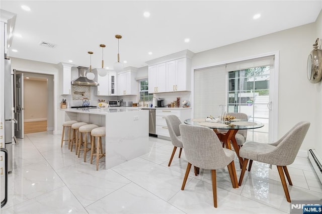15 Kings Ct, Woodcliff Lake, NJ 07677 - dining room featuring recessed lighting and light marble finish floors
