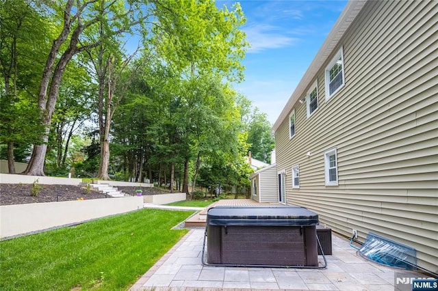 15 Kings Ct, Woodcliff Lake, NJ 07677 - view of patio / terrace featuring a hot tub
