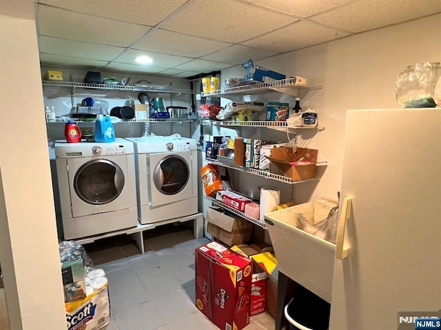 360 Carmita Ave, Rutherford, NJ 07070 - laundry room featuring independent washer and dryer and tile patterned floors