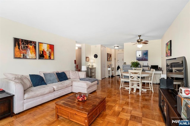 2000 Linwood Ave Unit 3P, Fort Lee, NJ 07024 - living room with a ceiling fan