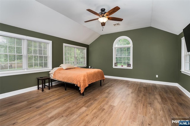 15 Franeks Rd, Hamburg, NJ 07419 - bedroom featuring vaulted ceiling, wood finished floors, and ceiling fan