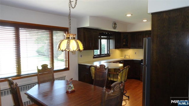 17 Gunther Ave, Lodi, NJ 07644 - dining space featuring radiator heating unit, light wood-style floors, and recessed lighting