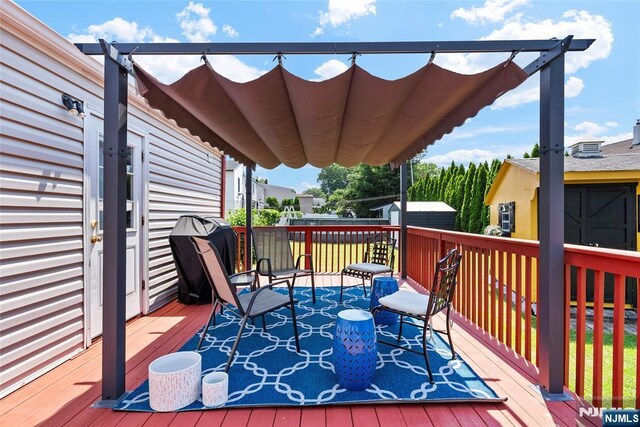 63 Rosedale Ave, Clifton, NJ 07013 - wooden deck featuring a storage shed
