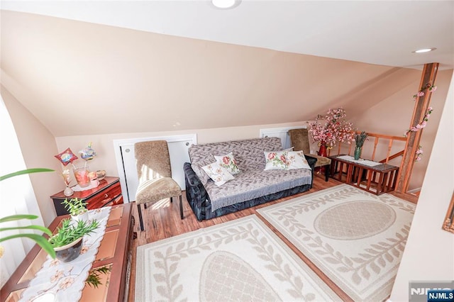 136 Martin Ave, Clifton, NJ 07012 - living area with wood finished floors, vaulted ceiling, and recessed lighting