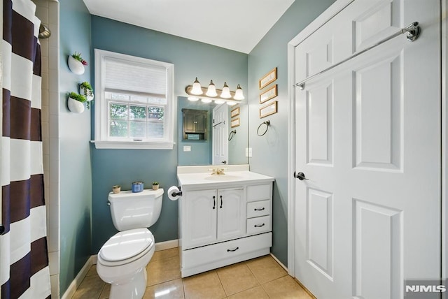 49 Longview Trl, Denville Township, NJ 07834 - full bathroom with vanity, tile patterned flooring, and a shower with curtain
