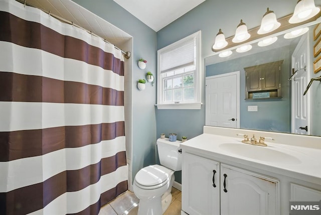 49 Longview Trl, Denville Township, NJ 07834 - full bath with vanity, tile patterned floors, and a shower with curtain