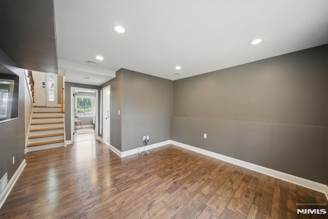 49 Longview Trl, Denville Township, NJ 07834 - spare room featuring wood finished floors, stairway, and recessed lighting