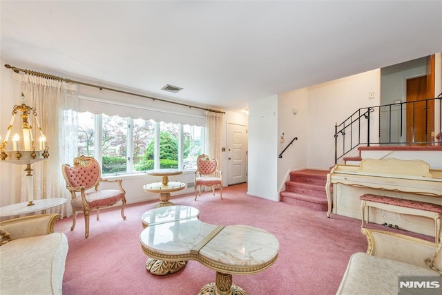 6 Rutgers Pl, Clifton, NJ 07013 - carpeted living room featuring stairway