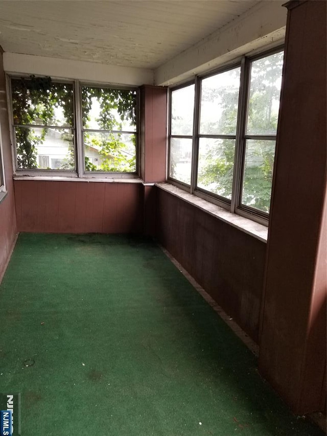 734 Broad St, Bloomfield, NJ 07003 - unfurnished sunroom with carpet and wood walls