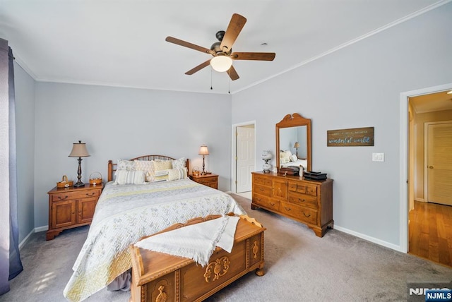 92 Maple Ln Unit 3021, Mount Arlington Boro, NJ 07856 - carpeted bedroom featuring ceiling fan and ornamental molding