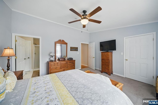 92 Maple Ln Unit 3021, Mount Arlington Boro, NJ 07856 - bedroom featuring crown molding, carpet, and ceiling fan
