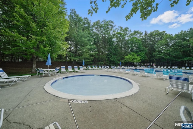 92 Maple Ln Unit 3021, Mount Arlington Boro, NJ 07856 - community pool featuring a patio area and view of scattered trees