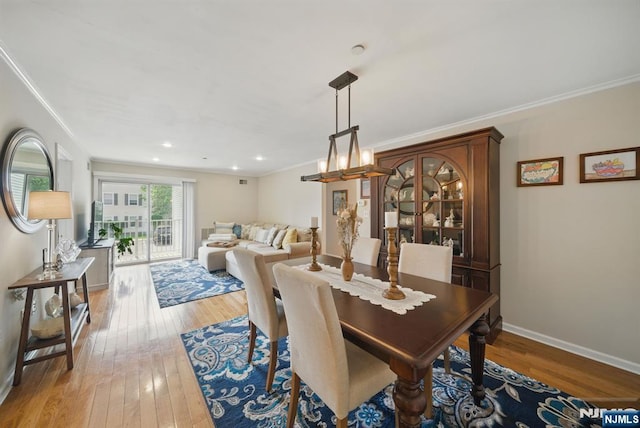 92 Maple Ln Unit 3021, Mount Arlington Boro, NJ 07856 - dining space with ornamental molding, light wood-style flooring, and recessed lighting