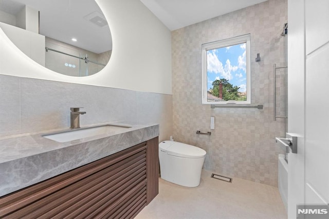 135 Old Palisade Rd, Fort Lee, NJ 07024 - bathroom with tile walls and vanity