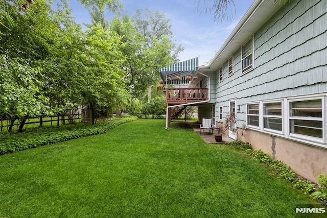 117 Morton Dr, Ramsey, NJ 07446 - view of yard with a wooden deck and stairs