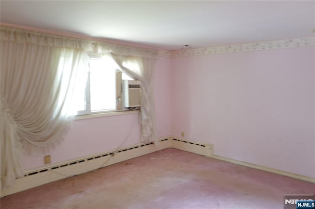 106 Prescott St, Demarest, NJ 07627 - empty room featuring baseboard heating, light carpet, and cooling unit