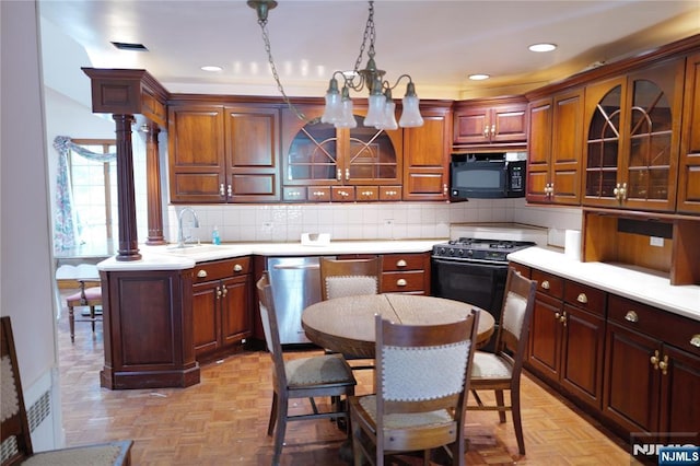 106 Prescott St, Demarest, NJ 07627 - kitchen featuring black microwave, gas range oven, stainless steel dishwasher, light countertops, and recessed lighting