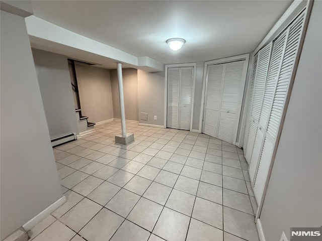 1 9th Ave, East Orange, NJ 07018 - finished basement with baseboard heating and light tile patterned floors