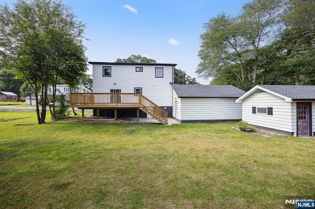 26 Lake, North Haledon, NJ 07508 - back of house with a deck, a lawn, and stairway