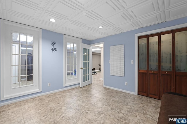 8 Fieldstone Dr, Kinnelon Borough, NJ 07405 - empty room with french doors, recessed lighting, and an ornate ceiling